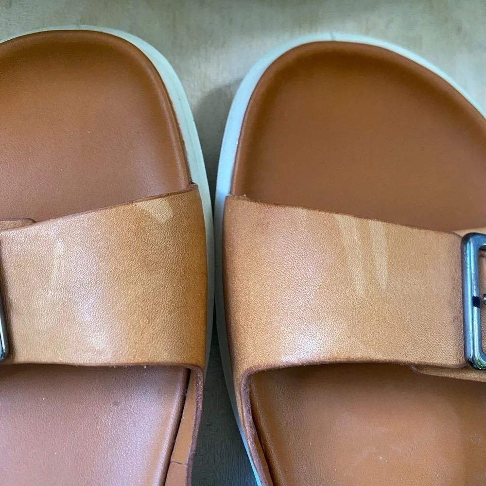 ECCO FLOWT LEATHER SANDAL SLIDE DOUBLE BUCKLE​​​​‎